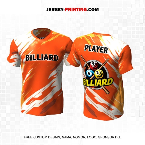 Jersey Billiard Orange Krem Muda Motif Abstrak 15