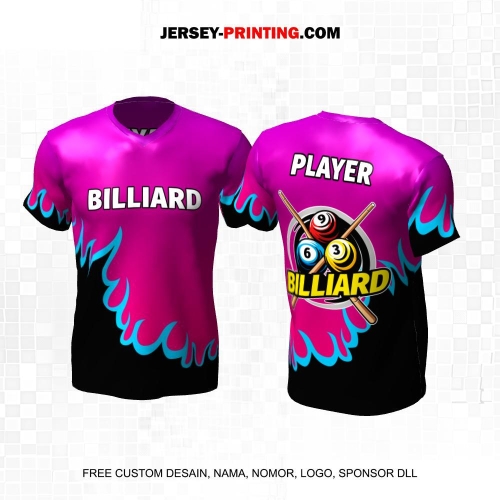 Jersey Billiard Ungu Hitam Motif Api 12