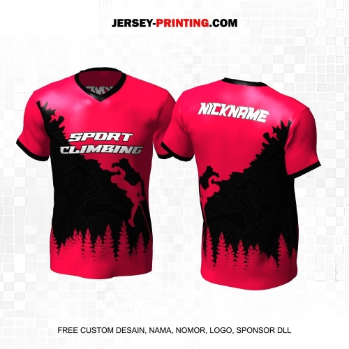 Jersey Climbing Pink Hitam Motif Abstrak Pepohonan 4