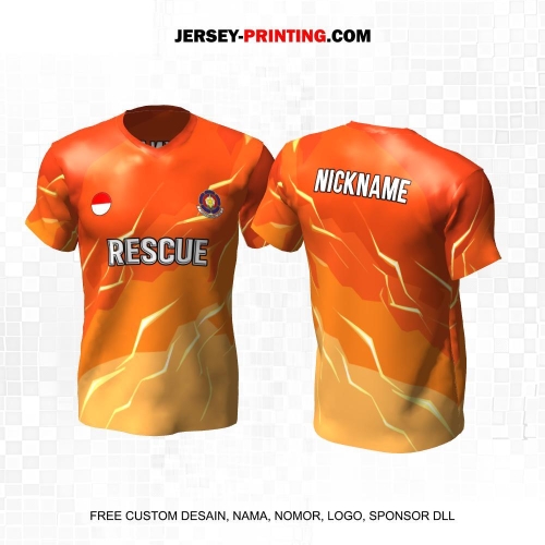 Jersey Damkar Pemadam Kebakaran Orange Motif Abstrak 127