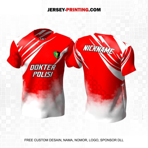 Jersey Dokter Polisi Merah Putih Motif Abstrak Batik 51
