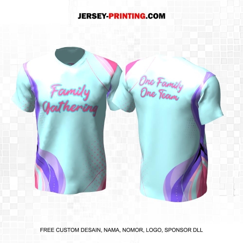 Jersey Family Gathering Biru Pink Ungu Motif Abstrak Polkadot 10