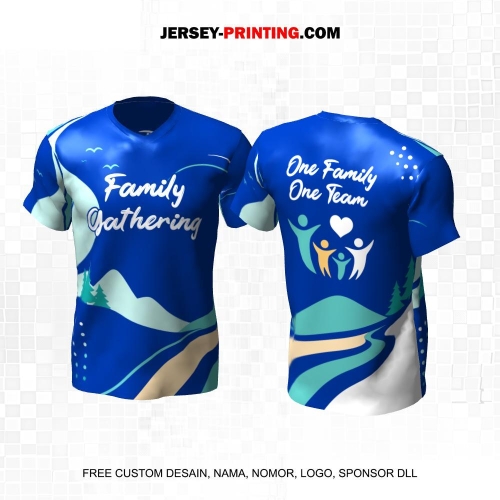 Jersey Family Gathering Biru Tosca Putih Motif View Pegunungan 08