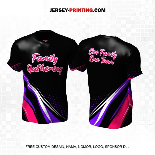 Jersey Family Gathering Hitam Pink Ungu Putih Motif Abstrak Polkadot 09
