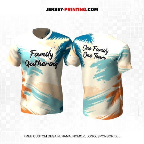 Jersey Family Gathering Krem Orange Biru Motif Brush 12
