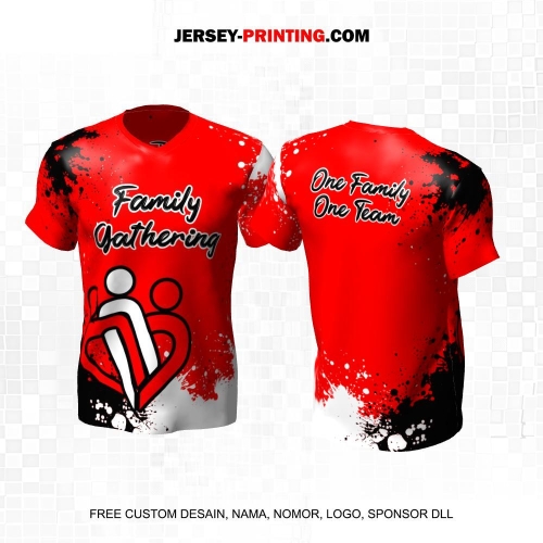 Jersey Family Gathering Merah Hitam Putih Motif Abstrak 06