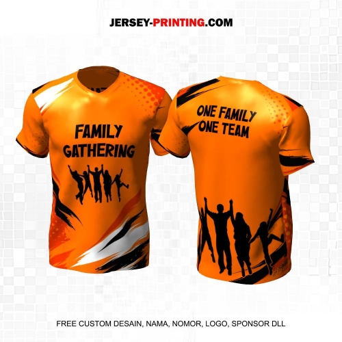 Jersey Family Gathering Orange Hitam Putih Motif Abstrak Polkadot 02