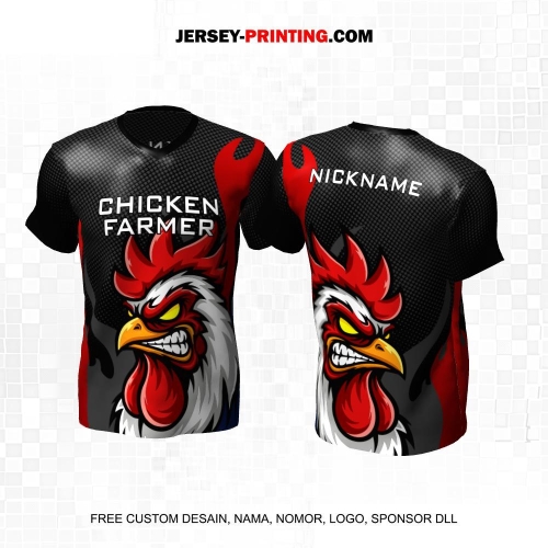 Jersey Farm Peternakan Ayam Hitam Abu Merah Motif Abstrak 07