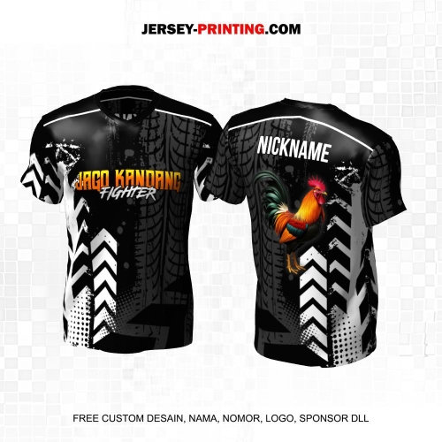 Jersey Farm Peternakan Ayam Jago Laga Petarung Hitam Abu Putih Motif Abstrak 84