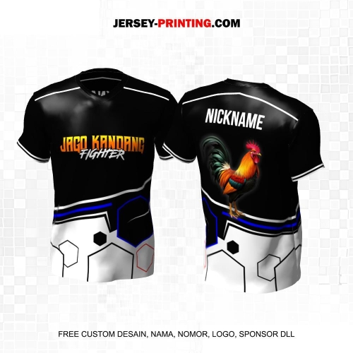 Jersey Farm Peternakan Ayam Jago Laga Petarung Hitam Putih Motif Honeycomb 83