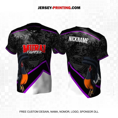 Jersey Farm Peternakan Burung Murai Kicau Hitam Putih Ungu Motif Abstrak Batik 77