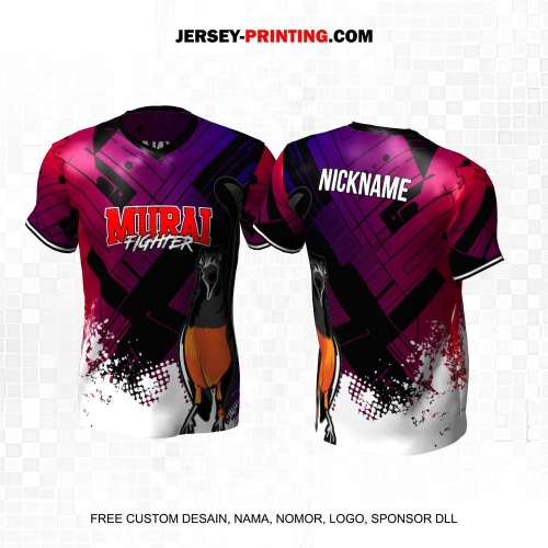 Jersey Farm Peternakan Burung Murai Kicau Hitam Ungu Putih Motif Abstrak 60