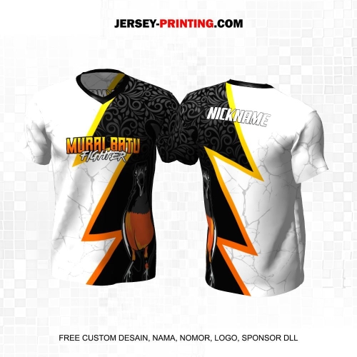 Jersey Farm Peternakan Burung Murai Kicau Putih Hitam Abu Orange Motif Abstrak Batik 88