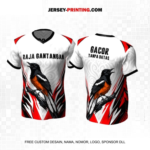 Jersey Farm Peternakan Burung Murai Kicau Putih Hitam Merah Motif Abstrak 91
