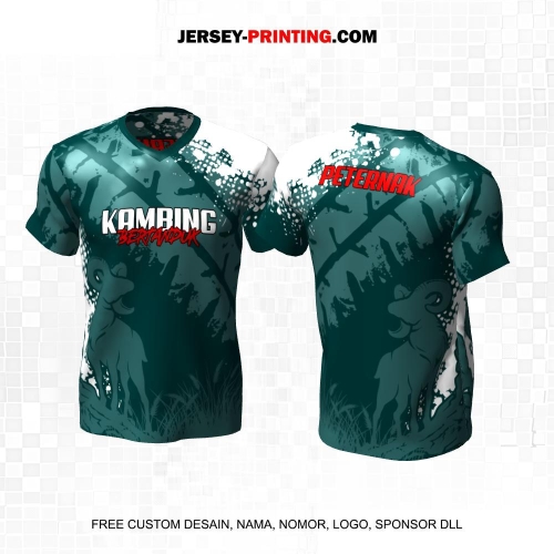 Jersey Farm Peternakan Kambing Hijau Putih Motif Abstrak 64
