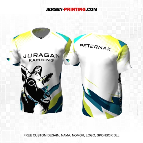 Jersey Farm Peternakan Kambing Putih Hijau Biru Motif Abstrak 89