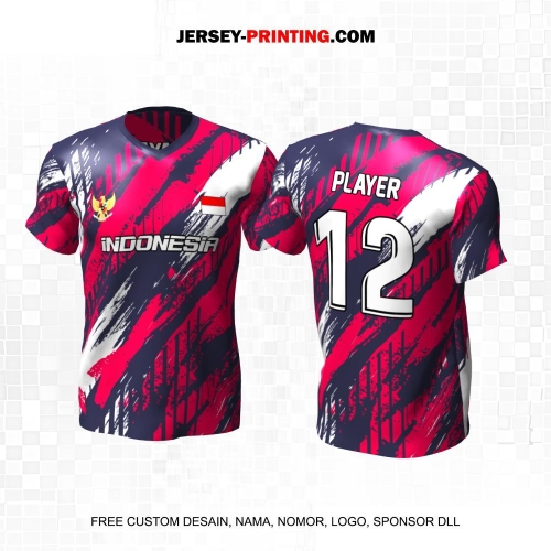 Jersey Futsal Abu Pink Putih Motif Abstrak 145