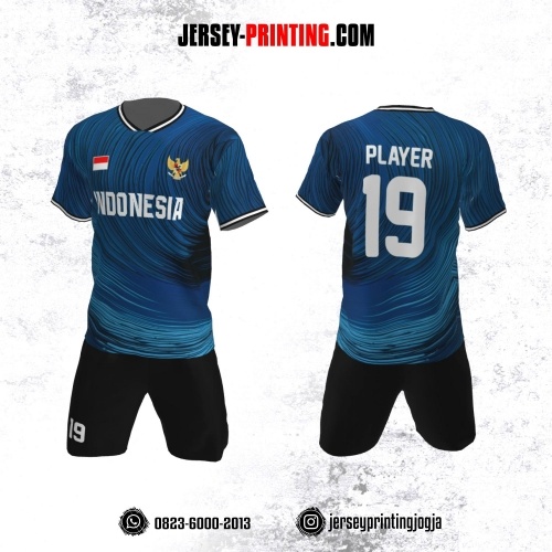 Jersey Futsal Biru Corak Biru
