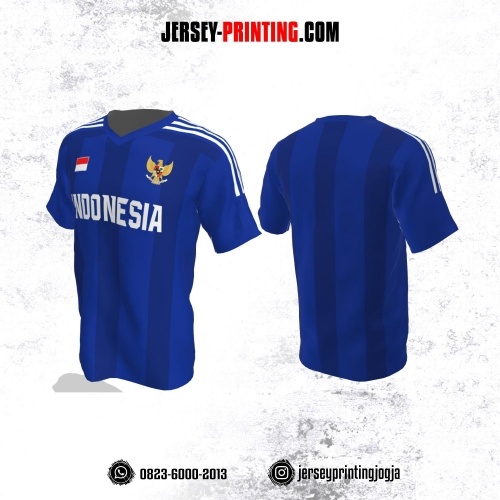 Jersey Futsal Biru Garis Putih