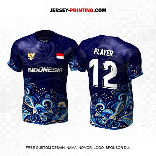 Jersey Futsal Biru Motif Batik 631