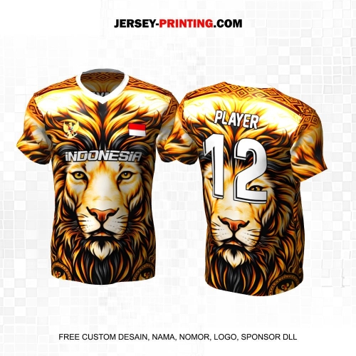Jersey Futsal Gold Hitam Putih Motif Singa 622