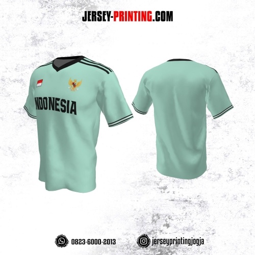 Jersey Futsal Hijau Mint Garis Hitam