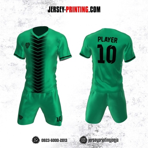 Jersey Futsal Hijau Motif Strip Hitam