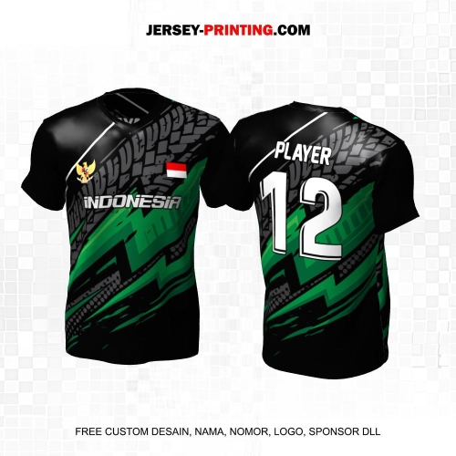 Jersey Futsal Hitam Abu Hijau Motif Abstrak 305