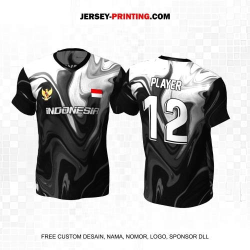 Jersey Futsal Hitam Abu Putih Motif Abstrak 228