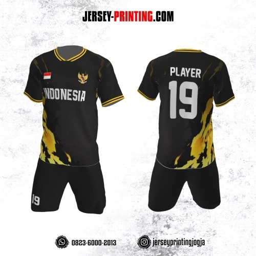 Jersey Futsal Hitam Corak Kuning