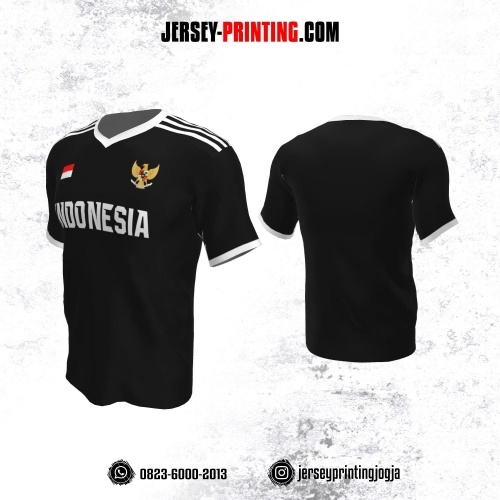 Jersey Futsal Hitam Garis Putih