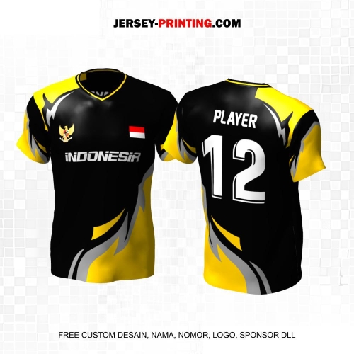 Jersey Futsal Hitam Kuning Abu Motif Abstrak 149