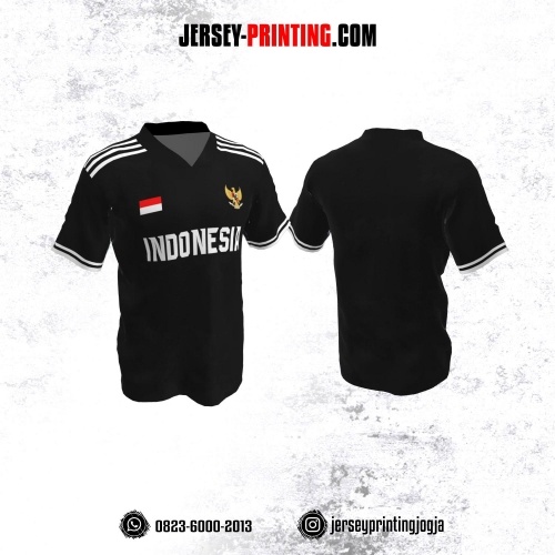 Jersey Futsal Hitam Strip Putih
