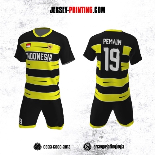 Jersey Futsal Hitam Stripe Kuning