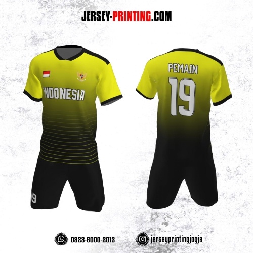 Jersey Futsal Kuning Hitam Motif Stripe