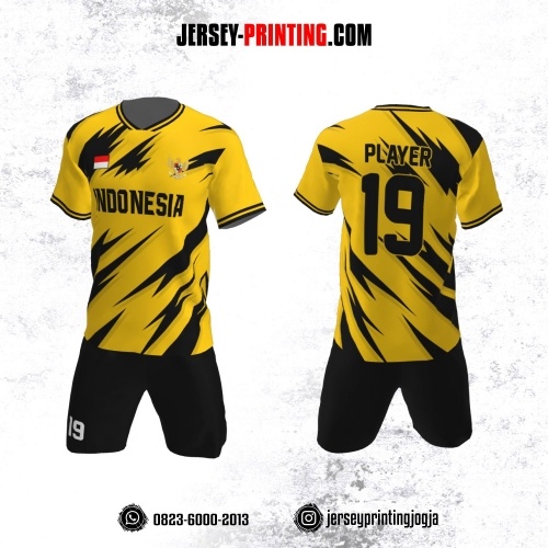 Jersey Futsal Kuning Motif Kilat Hitam
