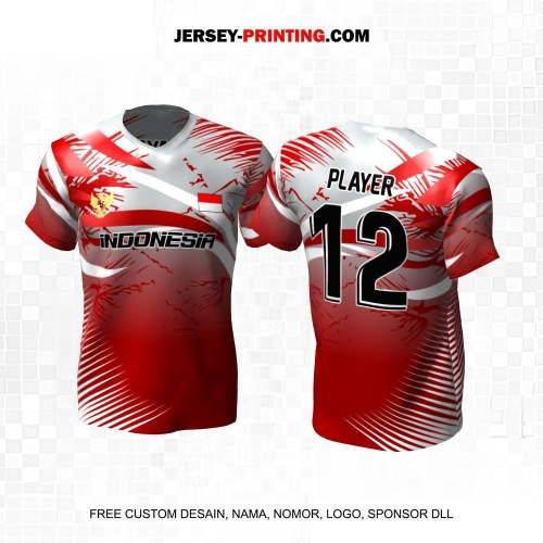 Jersey Futsal Maroon Putih Motif Abstrak 295