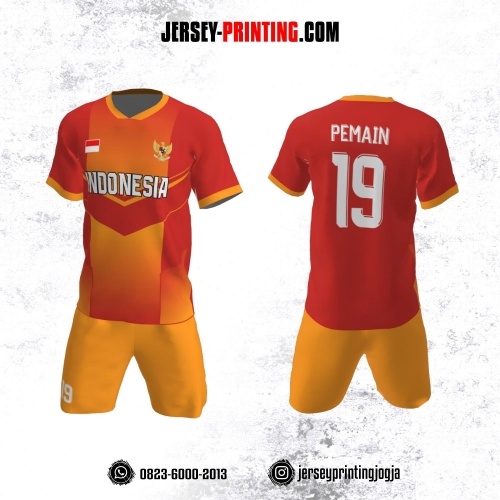 Jersey Futsal Merah Corak Orange