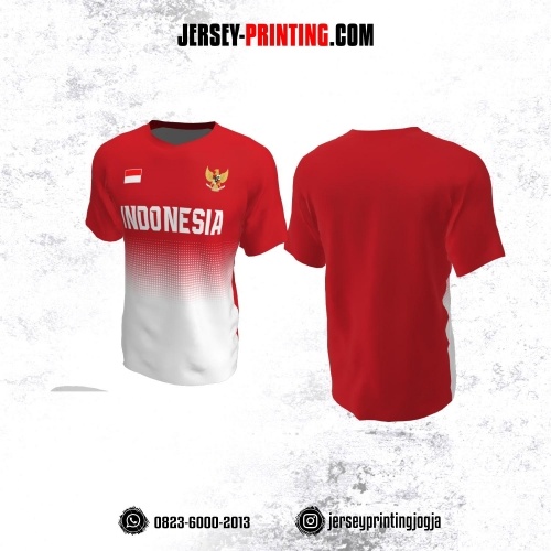 Jersey Futsal Merah Putih Motif Titik-titik