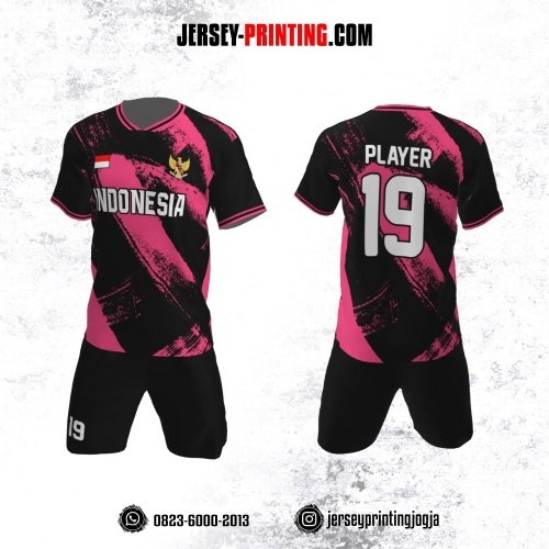 Jersey Futsal Motif Brush Hitam Pink