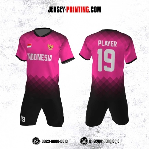 Jersey Futsal Motif Diamond Hitam Pink