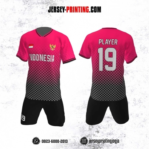 Jersey Futsal Motif Jaring Putih Pink