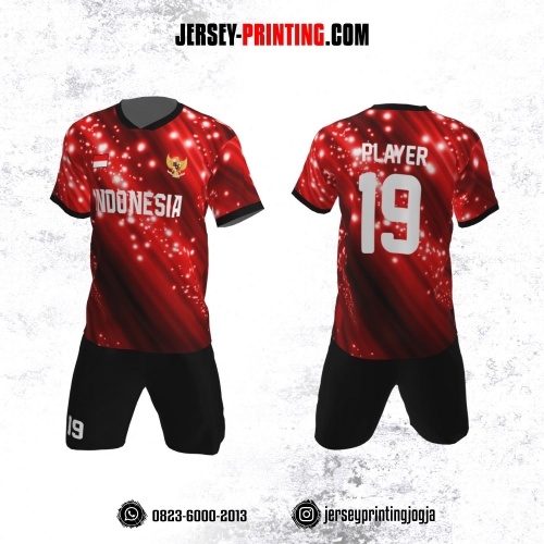 Jersey Futsal Motif Kunang-Kunang Merah