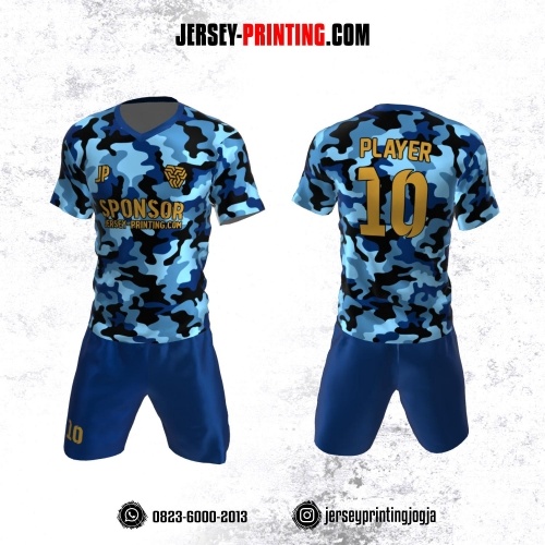 Jersey Futsal Motif Loreng Army Biru Hitam
