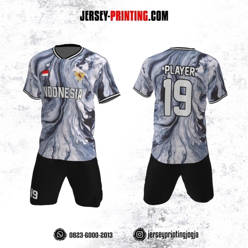 Jersey Futsal Motif Minyak Vector Abu-abu