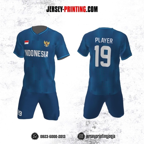 Jersey Futsal Motif Polkadot Biru