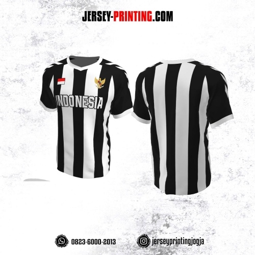 Jersey Futsal Motif Stripe Hitam Putih