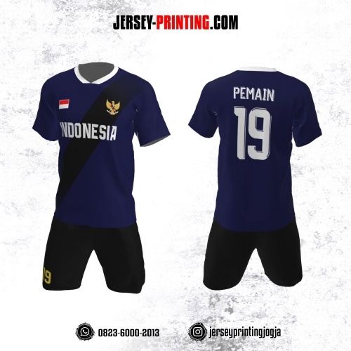 Jersey Futsal Navy Corak Hitam