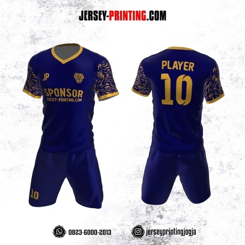 Jersey Futsal Navy Motif Abstrak Emas