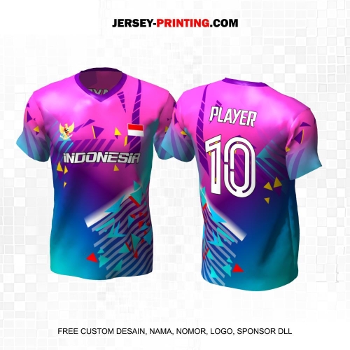 Jersey Futsal Pink Biru Motif Abstrak 153